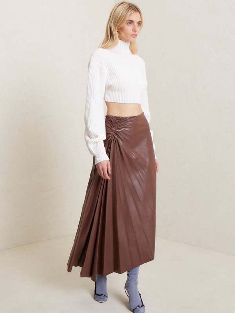 A.L.C. Brown Tracy Faux Leather Skirt size 2